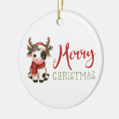 メリークリスマスかわいい牛 セラミックオーナメント (左)
