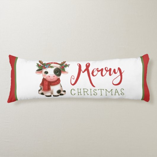 メリークリスマスかわいい牛 ボディピロー (正面)