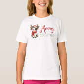 メリークリスマスかわいい牛 Tシャツ (正面)