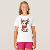 メリークリスマスかわいい牛 Tシャツ (正面フル)