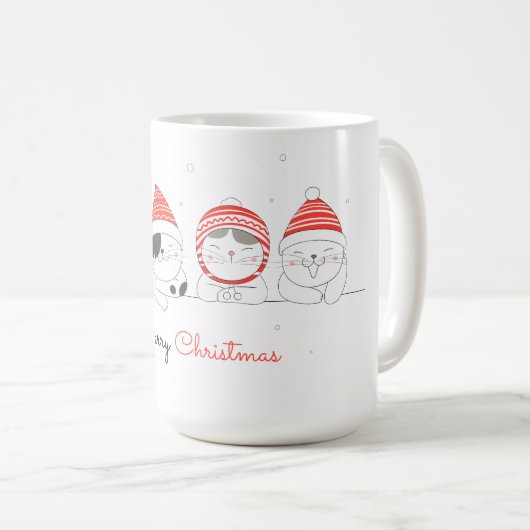 メリークリスマスかわいい猫たちコーヒーマグ コーヒーマグカップ (正面右)