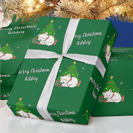 メリークリスマスかわいい猫ツリーヴィンテージ ラッピングペーパー