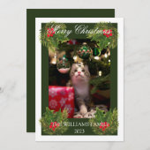 メリークリスマスかわいい猫ペット写真水彩 シーズンカード (正面/裏面)