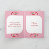 メリークリスマスかわいい笑顔の猫がピンク シーズンカード (内部)