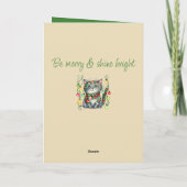 メリークリスマスかわいい笑顔の猫が緑 シーズンカード (裏面)