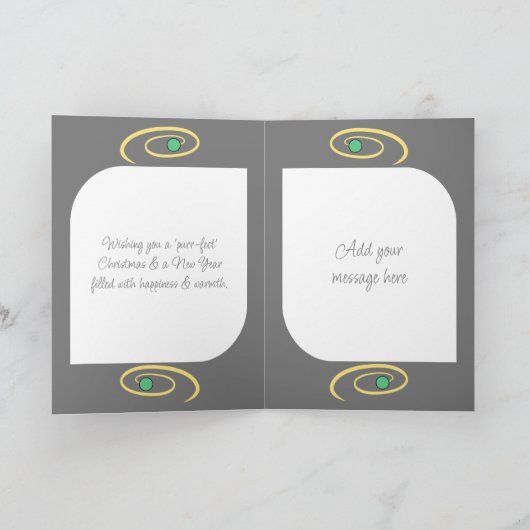 メリークリスマスかわいい笑顔の猫ボーイズグレー シーズンカード (内部)