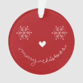 メリークリスマスかわいい笑顔顔ホリデー写真 オーナメント (正面)