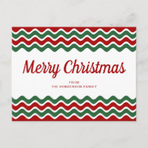 メリークリスマスかわいい赤い緑の波ストライプの数