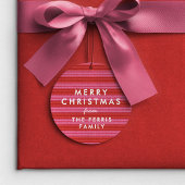 メリークリスマスかわいい赤ピンクストライプのクリスマスの休日の贈り物 フェイバータグ