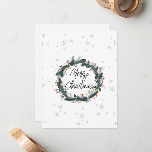 メリークリスマスかわいい農家モダンホワイトグレー ノートカード (正面/裏面インサイチュ)