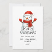 メリークリスマスかわいい雪だるま伝統的冬 シーズンカード (正面)