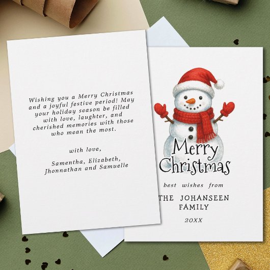 メリークリスマスかわいい雪だるま伝統的冬 シーズンカード