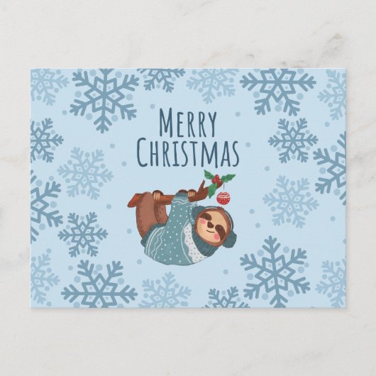 メリークリスマスかわいい雪と青い雪 ポストカード (正面)