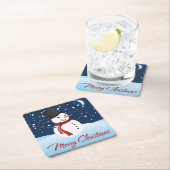 メリークリスマスかわいい雪の男 スクエアペーパーコースター (インサイチュ)