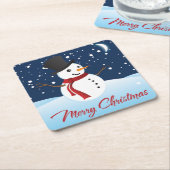 メリークリスマスかわいい雪の男 スクエアペーパーコースター (アングル)