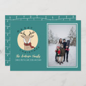 メリークリスマスかわいい鹿の家族の写真 シーズンカード (正面/裏面)