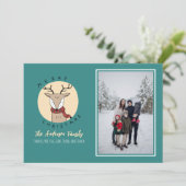 メリークリスマスかわいい鹿の家族の写真 シーズンカード (スタンド正面)