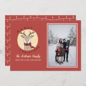 メリークリスマスかわいい鹿の家族の写真 シーズンカード (正面/裏面)