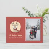 メリークリスマスかわいい鹿の家族の写真 シーズンカード (スタンド正面)