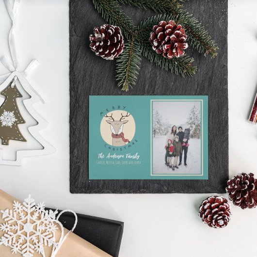 メリークリスマスかわいい鹿の家族の写真 シーズンカード