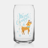 メリークリスマスかわいい鹿の雪の結晶の休日 ガラス缶 (正面)
