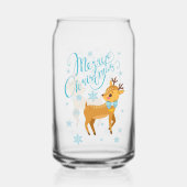 メリークリスマスかわいい鹿の雪の結晶の休日 ガラス缶 (裏面)