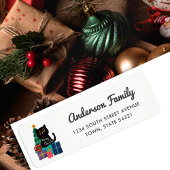 メリークリスマスかわいい黒猫差出人住所 ラベル