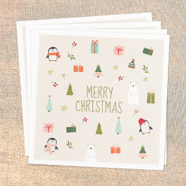 メリークリスマスかわいい スタンダードカクテルナプキン