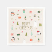 メリークリスマスかわいい スタンダードカクテルナプキン (正面)