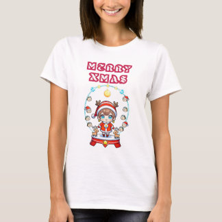 メリークリスマスかわいい:愛らしいフェスティバルおもしろい Tシャツ