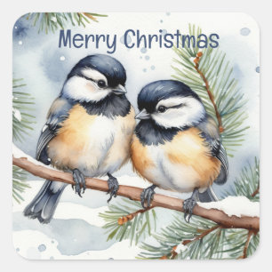 メリークリスマスかわいい《鳥》アメリカゴガラ鳥 スクエアシール