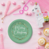 メリークリスマスかわいらしグリーンリースカスタムパーティー ペーパープレート (パーティー)