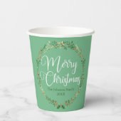 メリークリスマスかわいらしグリーンリースカスタムパーティー 紙コップ (裏面)