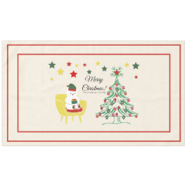 メリークリスマスかわいらしホワイトベア&ツリーモノグラム テーブルクロス