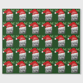 メリークリスマスかわいらしポメラニア犬とサンタハット ラッピングペーパー (フラット)