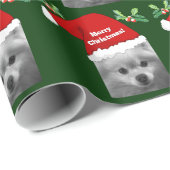 メリークリスマスかわいらしポメラニア犬とサンタハット ラッピングペーパー (ロールコーナー)