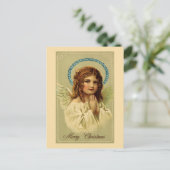 メリークリスマスかわいらしヴィンテージ天使 ポストカード (スタンド正面)
