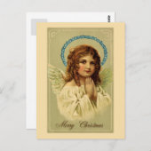 メリークリスマスかわいらしヴィンテージ天使 ポストカード (正面/裏面)