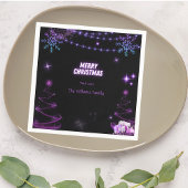 メリークリスマスきらめくの木 | 雪の結晶 スタンダードカクテルナプキン