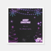 メリークリスマスきらめくの木 | 雪の結晶 スタンダードカクテルナプキン (正面)