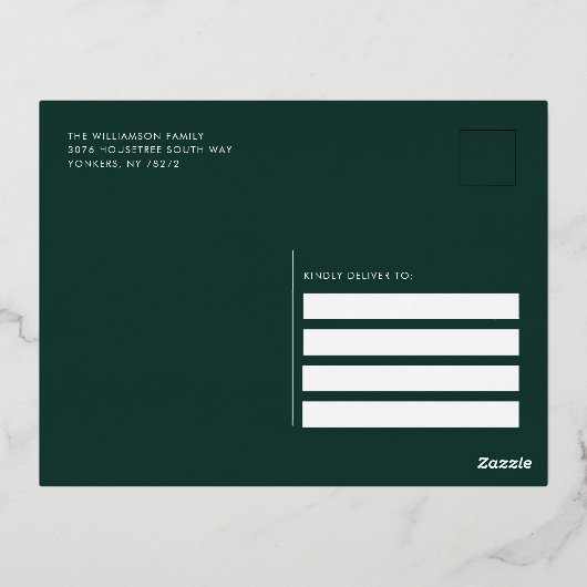 メリークリスマスくるみ割りエレガントの緑 箔シーズンポストカード (裏面)