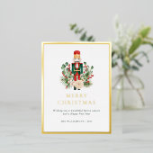 メリークリスマスくるみ割りエレガントの緑 箔シーズンポストカード (立ち正面)
