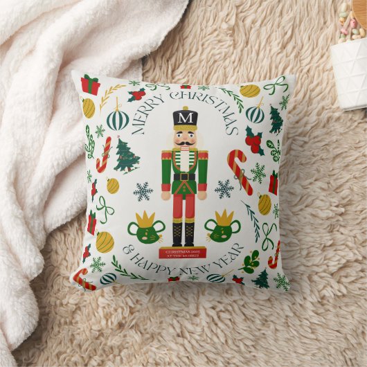 メリークリスマスくるみ割りカスタムモノグラム クッション (ブランケット)