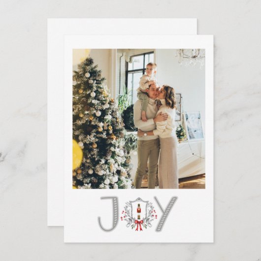 メリークリスマスくるみ割り人形Joyフォトホリデー シーズンカード (正面/裏面)