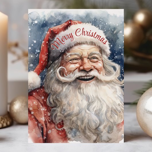 メリークリスマスすてきウォーターカラーサンタクロース シーズンカード