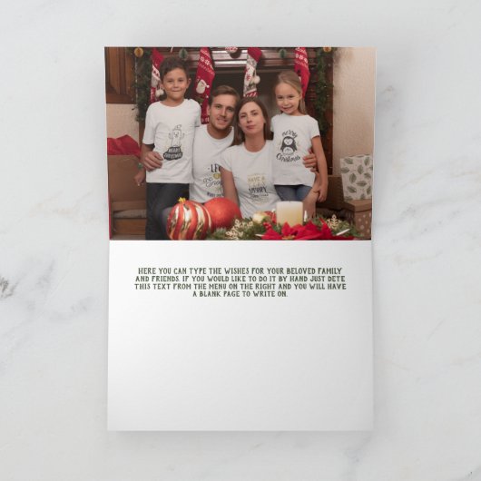 メリークリスマスそりのギフト2枚の写真カスタム文字 シーズンカード (内部)