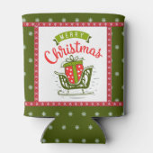 メリークリスマスそりフェスティバルレッドグリーンスノーフレーク 缶クーラー (裏面)