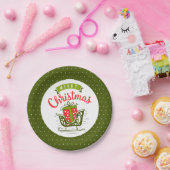 メリークリスマスそり赤い緑の雪の結晶パターン ペーパープレート (パーティー)