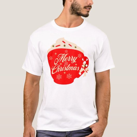 メリークリスマスつや消し雪片まき Tシャツ (正面)