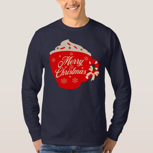 メリークリスマスつや消し雪片まき Tシャツ (正面)